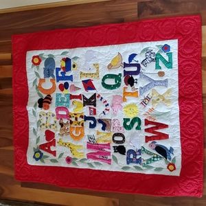 NWT Exquisite Handmade Alphabet Baby Quilt,40x48, Phillipines Vlg Women,1of Kind